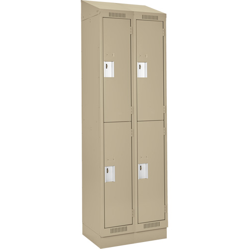 Clean Line Lockers, 2 -tier, Bank of 2, 24" x 18" x 82", Steel, Beige, Rivet (Assembled) NTL Industrial