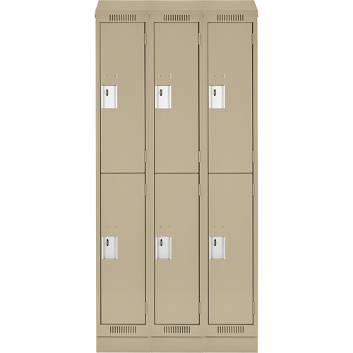 Clean Line Lockers, 2 -tier, Bank of 3, 36" x 18" x 82", Steel, Beige, Rivet (Assembled) NTL Industrial