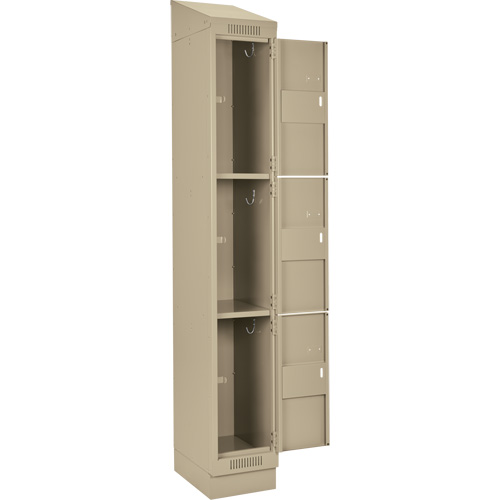 Clean Line Lockers, 3 -tier, Bank of 4, 48" x 18" x 82", Steel, Beige, Rivet (Assembled) NTL Industrial
