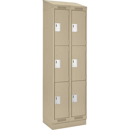 Clean Line Lockers, 3 -tier, Bank of 2, 24" x 18" x 82", Steel, Beige, Rivet (Assembled) NTL Industrial
