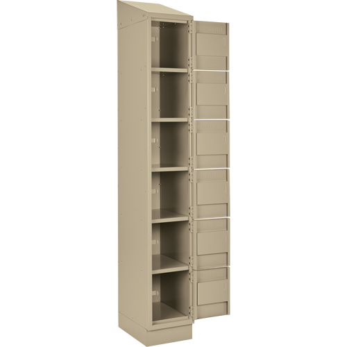Clean Line Lockerette , 6 -tier, Bank of 4, 48" x 18" x 82", Steel, Beige, Rivet (Assembled) NTL Industrial
