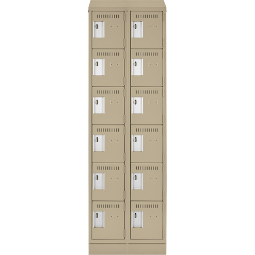 Clean Line Lockerette , 6 -tier, Bank of 2, 24" x 18" x 82", Steel, Beige, Rivet (Assembled) NTL Industrial