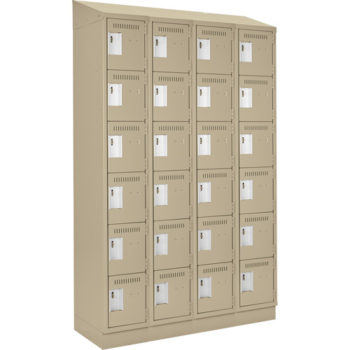 Clean Line Lockerette , 6 -tier, Bank of 4, 48" x 18" x 82", Steel, Beige, Rivet (Assembled) NTL Industrial