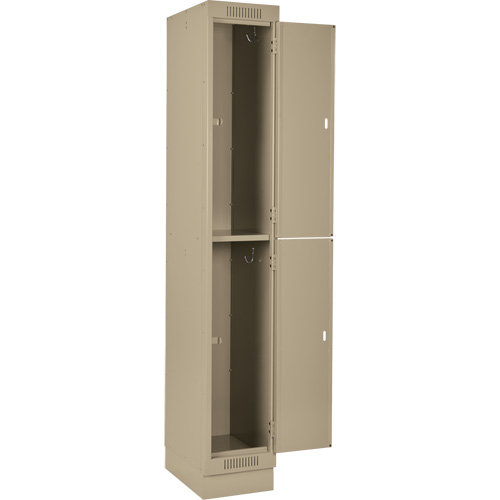 Clean Line Lockers, 2 -tier, Bank of 3, 36" x 18" x 76", Steel, Beige, Rivet (Assembled) NTL Industrial