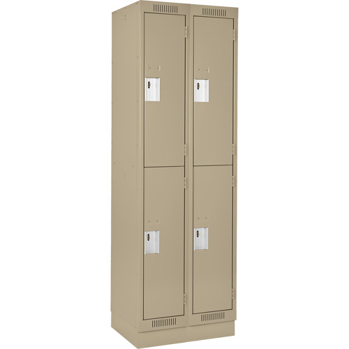 Clean Line Lockers, 2 -tier, Bank of 2, 24" x 18" x 76", Steel, Beige, Rivet (Assembled) NTL Industrial