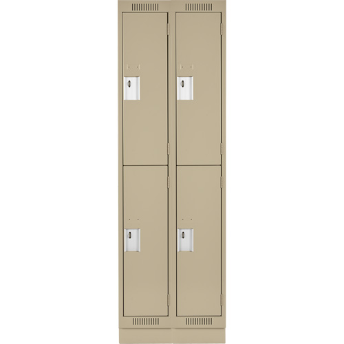 Clean Line Lockers, 2 -tier, Bank of 2, 24" x 18" x 76", Steel, Beige, Rivet (Assembled) NTL Industrial