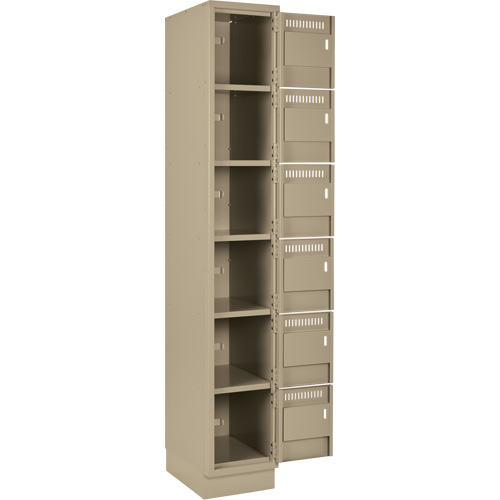 Clean Line Lockerette, 6 -tier, Bank of 2, 24" x 18" x 76", Steel, Beige, Rivet (Assembled) NTL Industrial