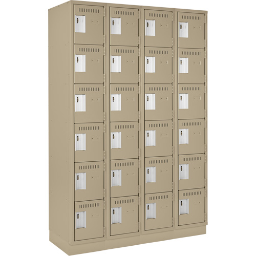 Clean Line Lockerette, 6 -tier, Bank of 4, 48" x 18" x 76", Steel, Beige, Rivet (Assembled) NTL Industrial