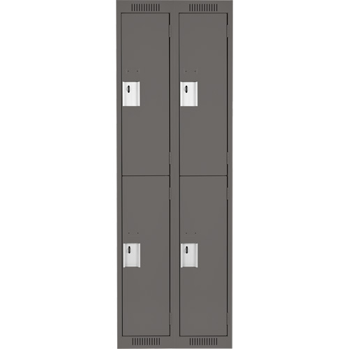 Clean Line Lockers, 2 -tier, Bank of 2, 24" x 18" x 72", Steel, Charcoal, Rivet (Assembled) NTL Industrial