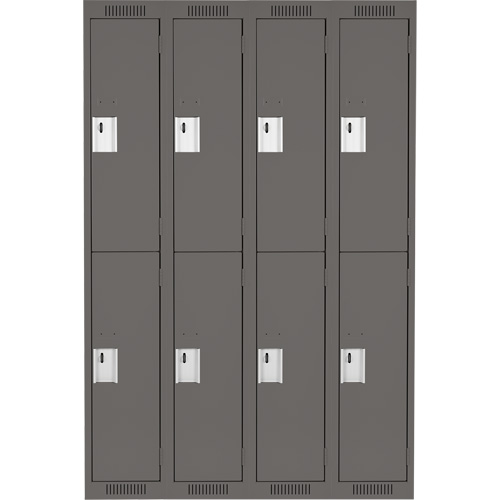 Clean Line Lockers, 2 -tier, Bank of 4, 48" x 18" x 72", Steel, Charcoal, Rivet (Assembled) NTL Industrial