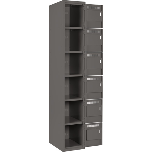 Clean Line Lockerette, 6 -tier, Bank of 4, 48" x 18" x 72", Steel, Charcoal, Rivet (Assembled) NTL Industrial