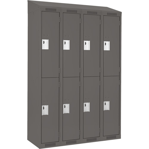 Clean Line Lockers, 2 -tier, Bank of 4, 48" x 18" x 78", Steel, Charcoal, Rivet (Assembled) NTL Industrial