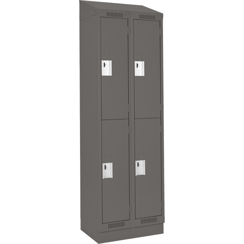 Clean Line Lockers, 2 -tier, Bank of 2, 24" x 18" x 82", Steel, Charcoal, Rivet (Assembled) NTL Industrial