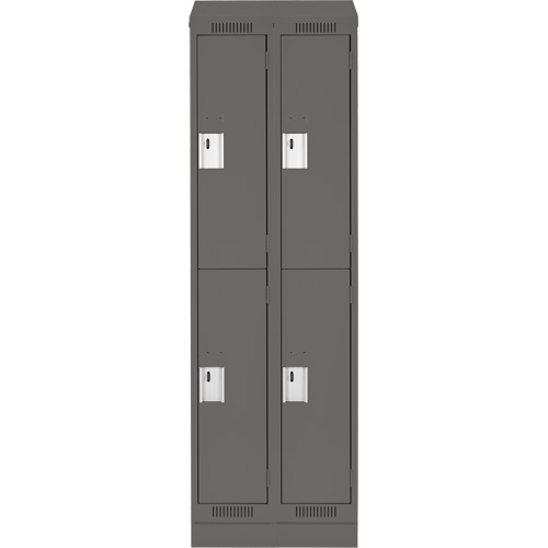 Clean Line Lockers, 2 -tier, Bank of 2, 24" x 18" x 82", Steel, Charcoal, Rivet (Assembled) NTL Industrial