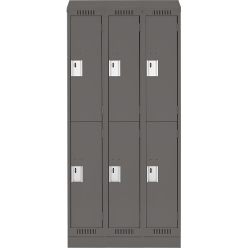 Clean Line Lockers, 2 -tier, Bank of 3, 36" x 18" x 82", Steel, Charcoal, Rivet (Assembled) NTL Industrial