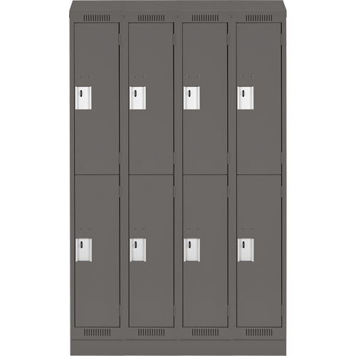 Clean Line Lockers, 2 -tier, Bank of 4, 48" x 18" x 82", Steel, Charcoal, Rivet (Assembled) NTL Industrial