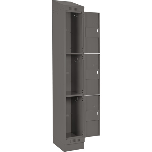 Clean Line Lockers, 3 -tier, Bank of 4, 48" x 18" x 82", Steel, Charcoal, Rivet (Assembled) NTL Industrial