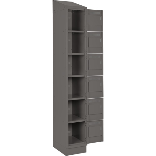 Clean Line Lockerette, 6 -tier, Bank of 4, 48" x 18" x 82", Steel, Charcoal, Rivet (Assembled) NTL Industrial