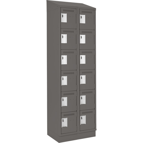 Clean Line Lockerette, 6 -tier, Bank of 2, 24" x 18" x 82", Steel, Charcoal, Rivet (Assembled) NTL Industrial