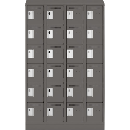 Clean Line Lockerette, 6 -tier, Bank of 4, 48" x 18" x 82", Steel, Charcoal, Rivet (Assembled) NTL Industrial