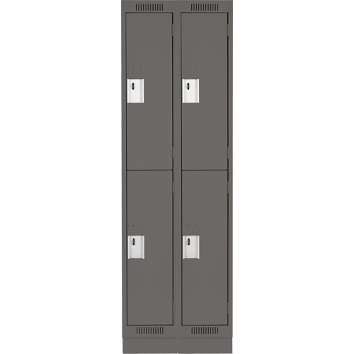 Clean Line Lockers, 2 -tier, Bank of 2, 24" x 18" x 76", Steel, Charcoal, Rivet (Assembled) NTL Industrial