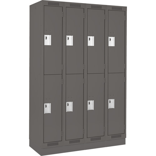 Clean Line Lockers, 2 -tier, Bank of 4, 48" x 18" x 76", Steel, Charcoal, Rivet (Assembled) NTL Industrial