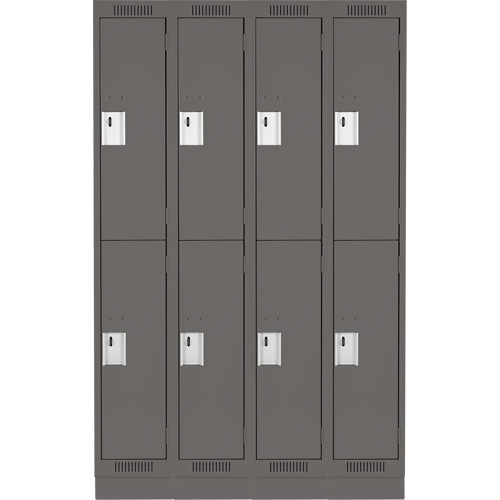 Clean Line Lockers, 2 -tier, Bank of 4, 48" x 18" x 76", Steel, Charcoal, Rivet (Assembled) NTL Industrial