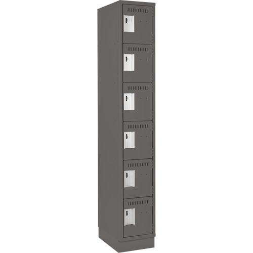 Clean Line Lockerette, 6 -tier, 12" x 18" x 76", Steel, Charcoal, Rivet (Assembled) NTL Industrial