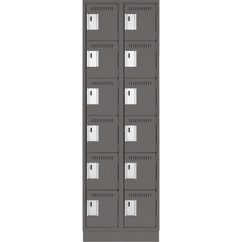Clean Line Lockerette, 6 -tier, Bank of 2, 24" x 18" x 76", Steel, Charcoal, Rivet (Assembled) NTL Industrial