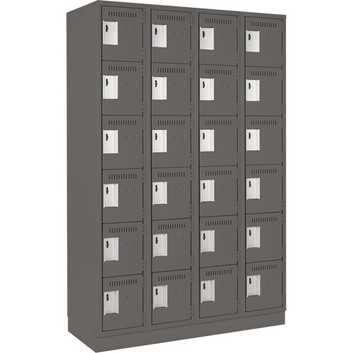 Clean Line Lockerette, 6 -tier, Bank of 4, 48" x 18" x 76", Steel, Charcoal, Rivet (Assembled) NTL Industrial