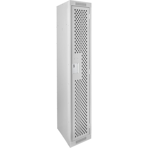 Clean Line Lockers, 12" x 12" x 72", Steel, Grey, Rivet (Assembled), Perforated NTL Industrial