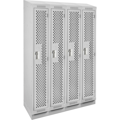Casiers Clean Line, Bloc de 4, 48" x 18" x 82", Acier, Gris, Rivet (assembl&eacute;), Perfor&eacute; NTL Industrial