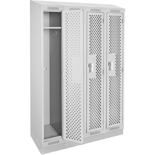 Casiers Clean Line, Bloc de 4, 48" x 18" x 82", Acier, Gris, Rivet (assembl&eacute;), Perfor&eacute; NTL Industrial