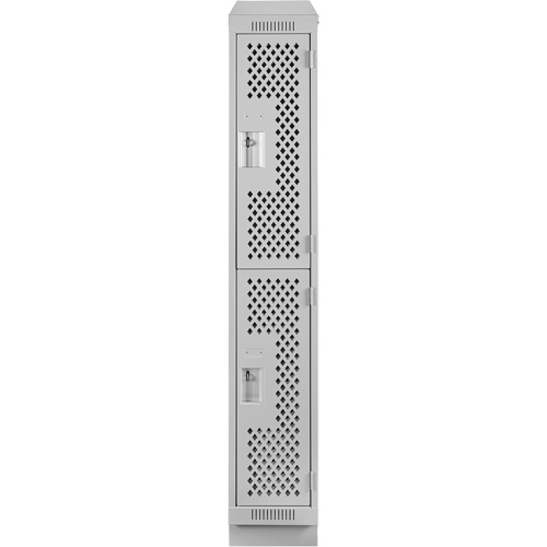 Casiers Clean Line, 2 niveaux, 12" x 12" x 82", Acier, Gris, Rivet (assembl&eacute;), Perfor&eacute; NTL Industrial