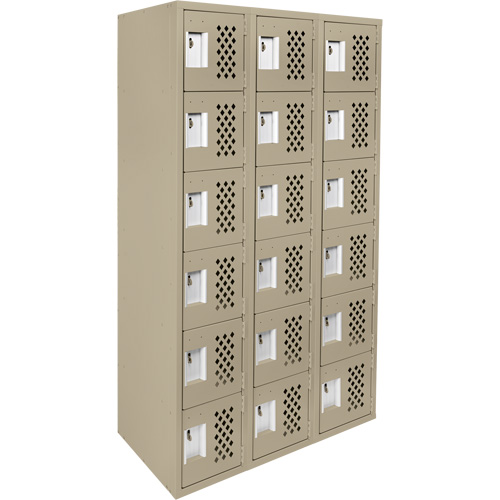 Clean-Line Perforated Lockerette, 6 -tier, Bank of 3, 12" x 72" x 12", Steel NTL Industrial