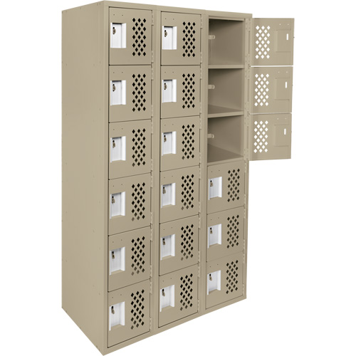 Clean-Line Perforated Lockerette, 6 -tier, Bank of 3, 12" x 72" x 12", Steel NTL Industrial