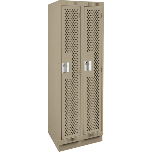 Clean Line Lockers, Bank of 2, 24" x 15" x 76", Steel, Beige, Rivet (Assembled), Perforated NTL Industrial