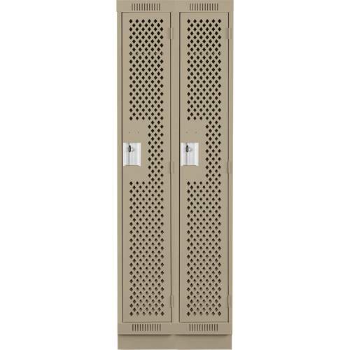 Clean Line Lockers, Bank of 2, 24" x 15" x 76", Steel, Beige, Rivet (Assembled), Perforated NTL Industrial