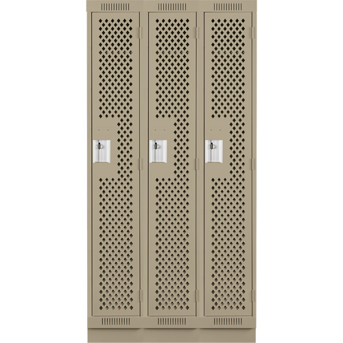 Casiers Clean Line, Bloc de 3, 36" x 15" x 76", Acier, Beige, Rivet (assembl&eacute;), Perfor&eacute; NTL Industrial