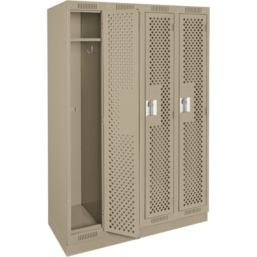 Clean Line Lockers, Bank of 4, 48" x 15" x 76", Steel, Beige, Rivet (Assembled), Perforated NTL Industrial