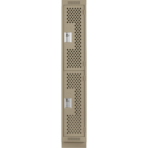 Casiers Clean Line, 2 niveaux, 12" x 12" x 76", Acier, Beige, Rivet (assembl&eacute;), Perfor&eacute; NTL Industrial
