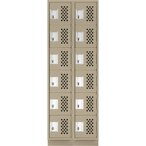 Assembled Lockerettes Clean Line Perforated Economy Lockers, 6 -tier, Bank of 2, 18" x 72" x 12", Steel NTL Industrial
