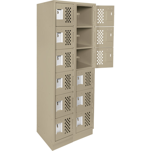 Assembled Lockerettes Clean Line Perforated Economy Lockers, 6 -tier, Bank of 2, 18" x 72" x 12", Steel NTL Industrial