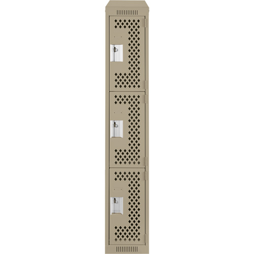 Casiers Clean Line, 3 niveaux, 12" x 18" x 78", Acier, Beige, Rivet (assembl&eacute;), Perfor&eacute; NTL Industrial