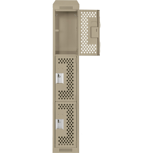 Casiers Clean Line, 3 niveaux, 12" x 18" x 78", Acier, Beige, Rivet (assembl&eacute;), Perfor&eacute; NTL Industrial