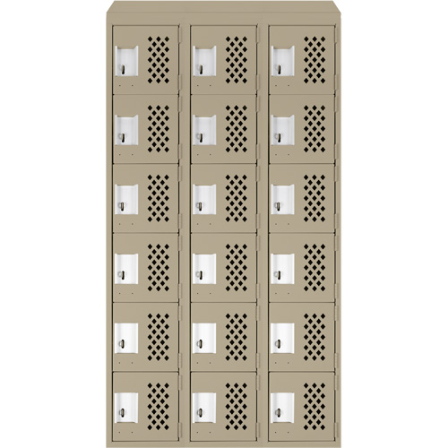 Clean-Line Perforated Lockerette, 6 -tier, Bank of 3, 15" x 72" x 12", Steel NTL Industrial