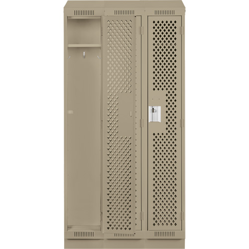 Clean Line Lockers, Bank of 3, 36" x 18" x 82", Steel, Beige, Rivet (Assembled), Perforated NTL Industrial