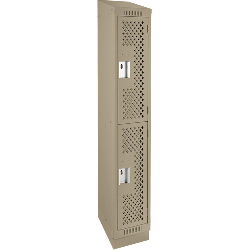 Clean Line Lockers, 2 -tier, 12" x 15" x 82", Steel, Beige, Rivet (Assembled), Perforated NTL Industrial