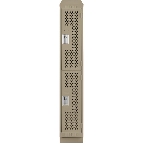 Clean Line Lockers, 2 -tier, 12" x 15" x 82", Steel, Beige, Rivet (Assembled), Perforated NTL Industrial