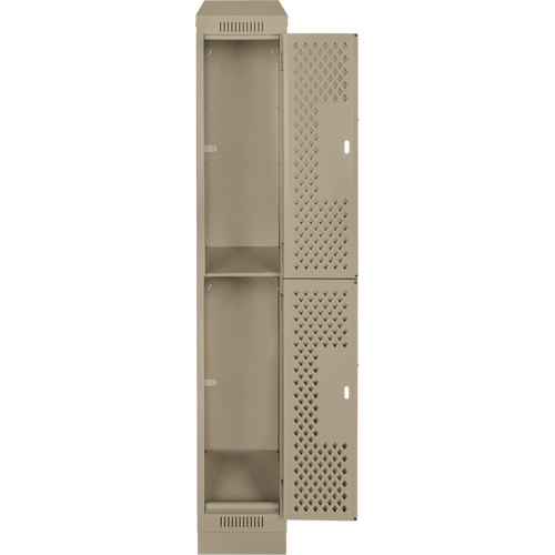 Clean Line Lockers, 2 -tier, 12" x 15" x 82", Steel, Beige, Rivet (Assembled), Perforated NTL Industrial